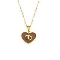 Titanium Steel Jewelry Necklace, with 5cm extender chain, Heart, 18K gold plated, fashion jewelry & for woman & enamel 25mm cm 