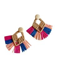 Fashion Tassel Earring, Rafidah Grass, Fan, knit, for woman 