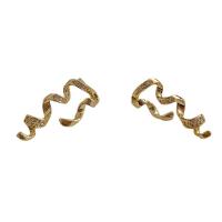 Rhinestone Brass Drop Earring, for woman & with rhinestone, golden, 30mm 