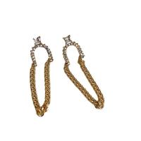 Rhinestone Brass Drop Earring, with Iron, plated, for woman & with rhinestone 50mm 