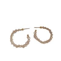Boucle d'oreille de bijoux en cristal, alliage de zinc, avec cristal, Placage de couleur d'or, pour femme, transparent, 32mm, Vendu par paire