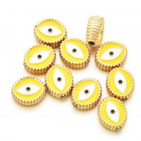 Mode Evil Eye Perlen, Messing, goldfarben plattiert, DIY & Emaille, keine, 14.4x12.49x5.75mm, verkauft von Tasche