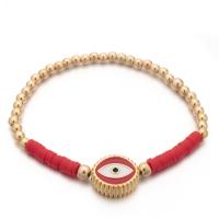 Evil Eye Jewelry Bracelet, Zinc Alloy, with Polymer Clay, gold color plated, Unisex & enamel Approx 18 cm 