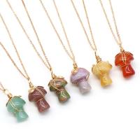 Gemstone Necklaces, Natural Stone, with Brass, mushroom, gold color plated & Unisex Approx 47 cm 