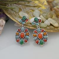 Gemstone Drop Earring, Zinc Alloy, with Dyed Jade, antique silver color plated, vintage & for woman 