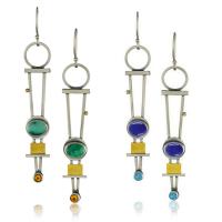 Turquoise Zinc Alloy Earring, with Lapis Lazuli & turquoise, antique silver color plated, vintage & for woman & with rhinestone 