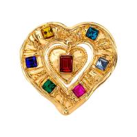Crystal Brooch, Zinc Alloy, with Crystal, Heart, gold color plated, fashion jewelry & for woman, golden 