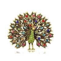 Rhinestone Zinc Alloy Brooch, Peacock, fashion jewelry & for woman & with rhinestone 