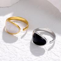 Enamel Stainless Steel Finger Ring, 304 Stainless Steel, plated, fashion jewelry & for woman 