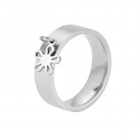 Stainless Steel Finger Ring, 201 Stainless Steel, Flower, Vacuum Ion Plating, fashion jewelry & for woman US Ring 
