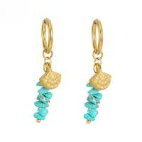 Turquoise Drop Earring, 304 Stainless Steel, with turquoise, Geometrical Pattern, 18K gold plated, fashion jewelry & for woman, 47mm 