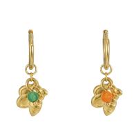 Stainless Steel Drop Earring, 304 Stainless Steel, with Glass Seed Beads, Bee, 18K gold plated, fashion jewelry & for woman, 34mm 
