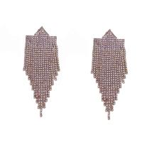 Fashion Fringe Earrings, Brass, Geometrical Pattern, plated, for woman & with rhinestone 