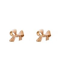 Enamel Zinc Alloy Stud Earring, Bowknot, gold color plated, fashion jewelry & for woman 