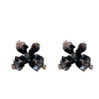 Kristall Schmuck Ohrring, mit Messing, Blume, plattiert, Modeschmuck & für Frau, Jet schwarz, 27x28mm, verkauft von Paar