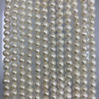 Naturales agua dulce perlas sueltas, Perlas cultivadas de agua dulce, Bricolaje, Blanco, 5-6mm, longitud:aproximado 15 Inch, Vendido por Sarta