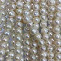 Perlas Patata Freshwater, Perlas cultivadas de agua dulce, Bricolaje, Blanco, 6-7mm, longitud:aproximado 15 Inch, Vendido por Sarta