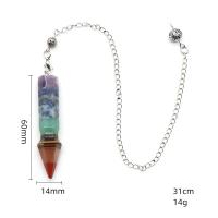 Rainbow Stone Pendulum, with Zinc Alloy, Conical, silver color plated, Unisex, mixed colors Approx 31 cm 