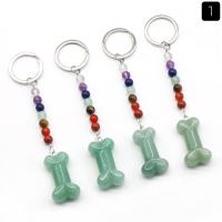 Zinc Alloy Key Chain Jewelry, Natural Stone, with Zinc Alloy, Dog Bone, silver color plated & Unisex 