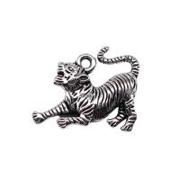 Zinc Alloy Animal Pendants, Tiger, antique silver color plated, vintage & DIY 