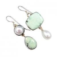 Asymmetric Earrings, Zinc Alloy, with Agate & Freshwater Pearl, platinum plated, fashion jewelry & for woman 