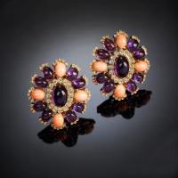 Boucle d'oreille en demi-gemme , alliage de zinc, avec Dyed Jade, bijoux de mode & pour femme & avec strass, plus de couleurs à choisir Vendu par paire