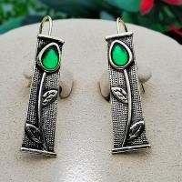 Glass Zinc Alloy Earring, with Glass, antique bronze color plated, fashion jewelry & for woman 