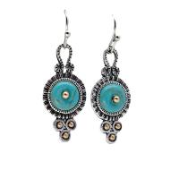 Turquoise Zinc Alloy Earring, with turquoise, antique silver color plated, fashion jewelry & for woman 