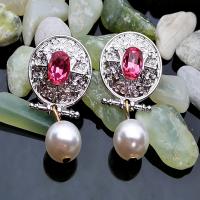 Plastic Pearl Zinc Alloy Earring, with Crystal & Plastic Pearl, platinum plated, fashion jewelry & for woman 