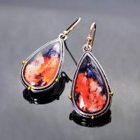 Glass Zinc Alloy Earring, with Glass, plated, fashion jewelry & for woman 