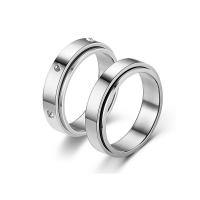 Titanium Steel Finger Ring, Unisex  silver color, 6mm 