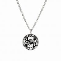 Stainless Steel Jewelry Necklace, 304 Stainless Steel, Flat Round, Vacuum Ion Plating, fashion jewelry & laser pattern & Unisex cm 