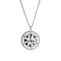 Stainless Steel Jewelry Necklace, 304 Stainless Steel, Flat Round, Vacuum Ion Plating, laser pattern & Unisex cm 