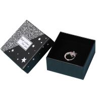 Jewelry Gift Box, Cardboard, with Copper Printing Paper, printing, with star pattern black 