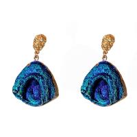 Resin Zinc Alloy Earring, with Resin, Geometrical Pattern, gold color plated, fashion jewelry & for woman & enamel 