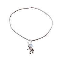 Resin Zinc Alloy Necklace, with Resin, Rabbit, silver color plated, fashion jewelry & box chain & for woman Approx 27.56 Inch 
