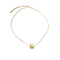 Латунное Ожерелье Горного Хрусталя, Латунь, плакированный настоящим золотом, Женский & со стразами длина:Приблизительно 18.78 дюймовый, продается PC