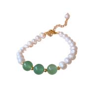 Cultured Freshwater Pearl Brass Bracelet, with Resin & Brass, Round, real gold plated, fashion jewelry & for woman Approx 9 Inch 
