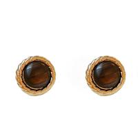 Resin Zinc Alloy Earring, with Resin, Round, gold color plated, vintage & for woman 