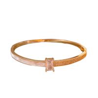 Cubic Zirconia Micro Pave Brass Bracelet, Square, real gold plated, micro pave cubic zirconia & for woman, 57mm 