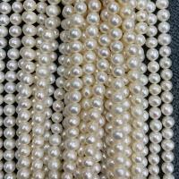 Naturel d'eau douce perles, perle d'eau douce cultivée, Rond, DIY, blanc, 5-6mm Environ 15 pouce, Vendu par brin