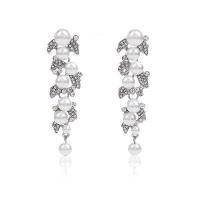 Plastic Pearl Zinc Alloy Earring, with Plastic Pearl, platinum color plated, fashion jewelry & for woman & with rhinestone 