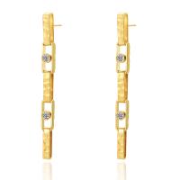 Stainless Steel Drop Earring, 304 Stainless Steel, 18K gold plated, fashion jewelry & for woman & with rhinestone, golden, 62mm 