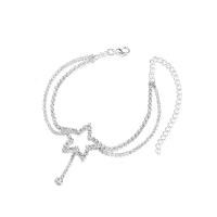Zinc Alloy Anklet, with 3.82inch extender chain, silver color plated, fashion jewelry & for woman & with rhinestone Approx 7.28 Inch 