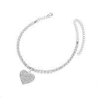 Zinc Alloy Anklet, with 3.86inch extender chain, fashion jewelry & for woman & with rhinestone Approx 8.27 Inch 
