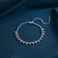 Zinc Alloy Anklet, with 3.23inch extender chain, fashion jewelry & for woman & with rhinestone, silver color Approx 7.95 Inch 