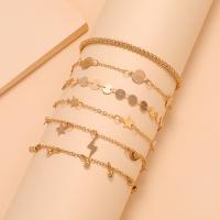 Zinc Alloy Anklet, with 1.97inch extender chain, gold color plated, 6 pieces & fashion jewelry & for woman Approx 7.87 Inch 