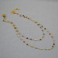 Драгоценный камень Ожерелья, цинковый сплав, с Природный камень, плакирован золотом, ювелирные изделия моды & различной длины для выбора & Женский, продается PC