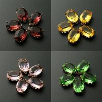 Crystal Brass Pendants, with Brass, Oval, gold color plated, DIY & faceted Approx 1mm 