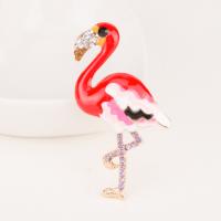 Enamel Brooch, Zinc Alloy, Bird, gold color plated, for woman & with rhinestone 